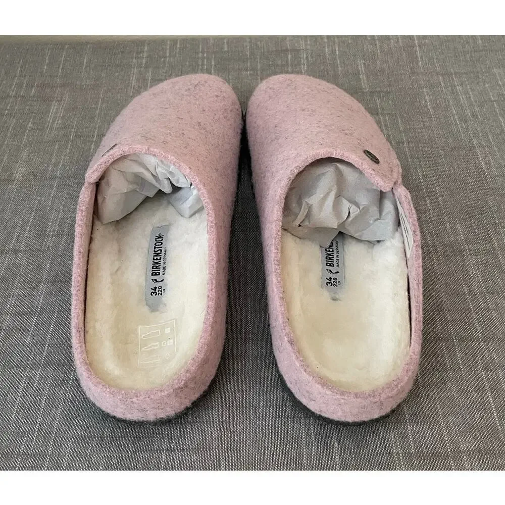 Newt Birkenstock Zermatt Rivet Kids Girls 34/ US 3 Soft Pink Shearling Slippers